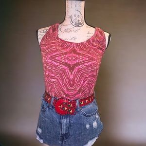 Mossimo Fuchsia Pink Geometric Razor Back Tank Top